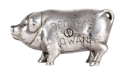 Deckers Iowana Pig Iron Bank. Nickel Plated. American - 1910 - 4 1/4" Long. A rare nickel plated 