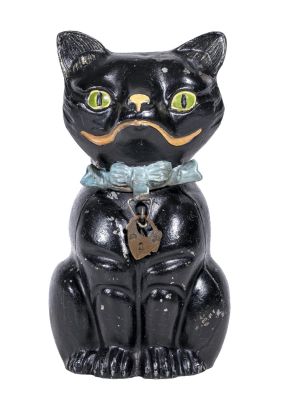 Halloween Cat Spelter Bank. German - 1925 - 5 1/4" Tall. This is a beautiful example of a scarce 