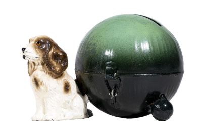 Cocker Spaniel by Ball Spelter Bank. German - 1930 - 1 7/8" Tall. Condition: Mint &amp; Bright 
