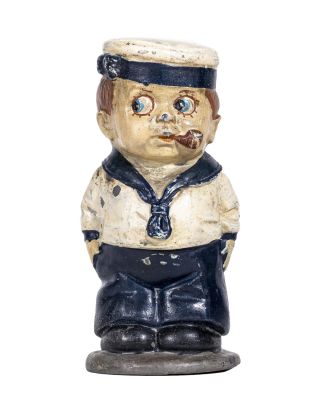 Sailor with Pipe Spelter Bank. German - 1925 - 4 1/2" Tall. Condition: Very Fine Overall. 