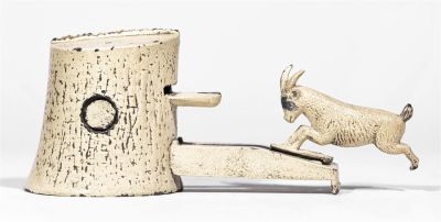 Butting Goat Iron Mechanical Bank. H. L. Judd Company. Wallingford, Connecticut - 1880's. 