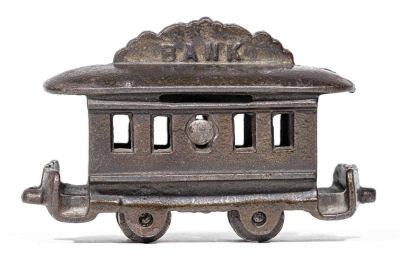 Trolley Iron Bank. American - 1880's - 4 1/2" Long. Condition: Excellent Plus Condition.