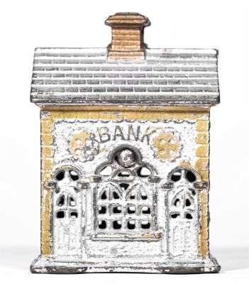 Double Door Iron Bank. Silver &amp; Gold Version. A. C. Williams Company. Ravenna, Ohio - 1910 - 