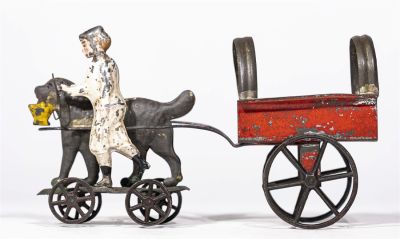 Wagon with Dog & Shepherd Platform Toy. George Brown Company. Forestville, Connecticut - 1880 - 