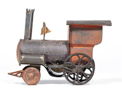 Clockwork Locomotive Tin Toy. Merriam or Hull &amp; Stafford - 1865 - 4 1/2" Long. This 