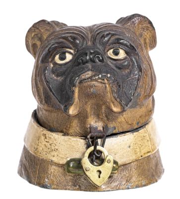 Bulldog Head Spelter Bank. Germany - Circa 1920. Condition: Excellent Condition.