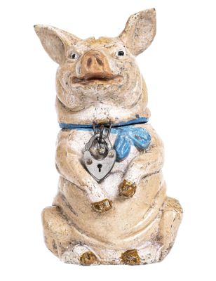Pig Seated on Hind Legs Spelter Bank. Germany - Circa 1920. Condition: Excellent Plus Condition.