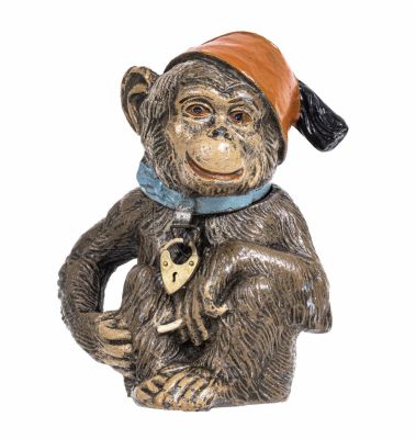Monkey Holding a Cigarette Spelter Bank. Germany - Circa 1920's. Illustrated as #72 in PGSB. 