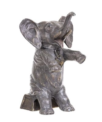 Seated Circus Elephant Spelter Bank. Germany - Circa 1920's. Condition: Excellent Plus Condition.