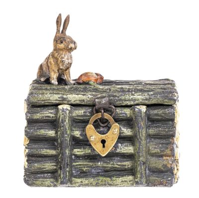 Scarce Rabbit on Wood Pile Spelter Bank. Germany - Circa Late 1910's. Illustrated as #459 in 