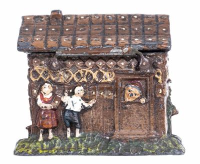 Hansel and Gretel Spelter Bank. Germany - Circa 1920's. Condition: Pristine and Very Bright 