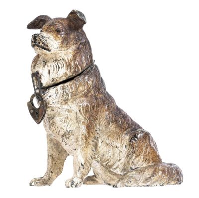 Scarce Seated Collie Spelter Bank. Germany - Circa 1920's. Illustrated as #227 in PGSB. 