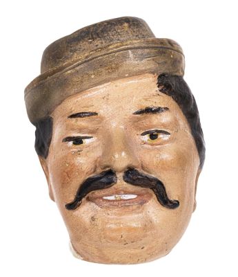 Peasant with Mustache Bank. Austrian - Circa 1910's. Condition: Pristine Plus Condition.