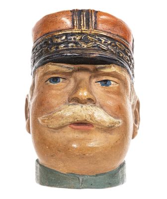 French Soldiers Head Bank. Austrian - Circa 1910's. Condition: Excellent Plus Condition.