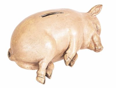 Sleeping Pink Piglet Bank. By Bernhard Bloch (BB). Austrian - Circa Early 1900's. Condition: 