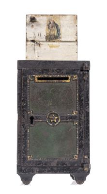 U. S. Safe Bank. American - 1890 - 7" Tall. This is quite a scarce bank. Condition: Very Good 