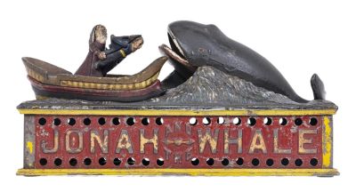 Jonah and the Whale - Cast Iron Mechanical Bank. Made by Shepard Hardware Buffalo, New York - 