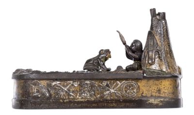 Chief Big Moon - Cast Iron Mechanical Bank. Made by the J. &amp; E. Stevens Company. Cromwell 