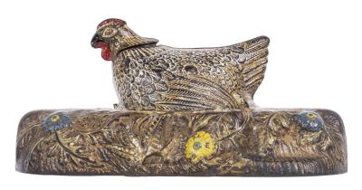 Hen & Chicks - Cast Iron Mechanical Bank. J. &amp; E. Stevens Company. Cromwell, Connecticut - 