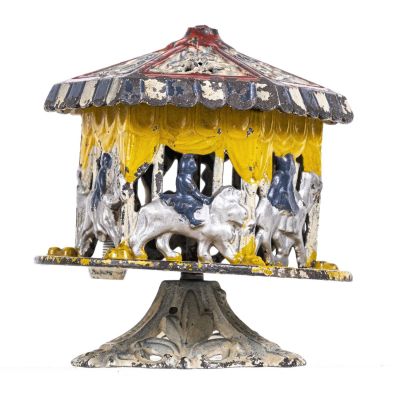 Merry - Go - Round, Semi Mechanical - Cast Iron Bank. Made by Grey Iron Casting Company. Mount 