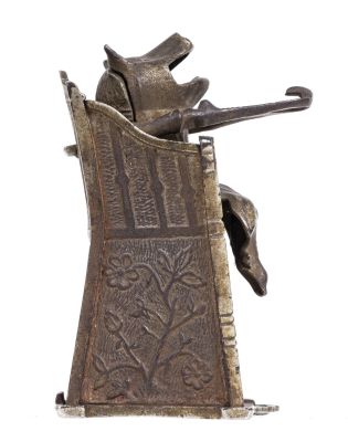 Pig in High Chair - Cast Iron Mechanical Bank. Made by the J. &amp; E. Stevens Company. Cromwell 