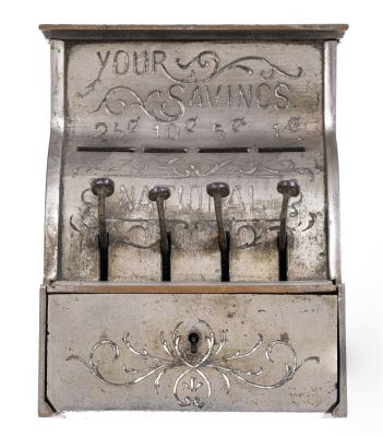National Your Savings, Nickel Plated with Copper Highlights - Iron Bank. Unknown Manufacturer. 