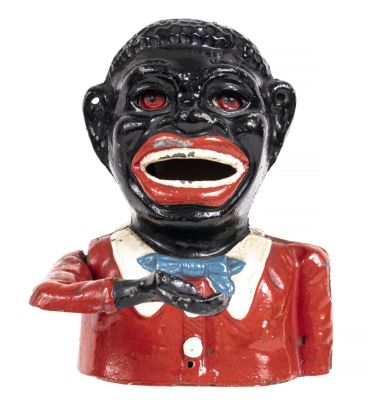 Jolly Man - Aluminum Mechanical Bank. Made in England circa 1930's. A classic coin swallowing 