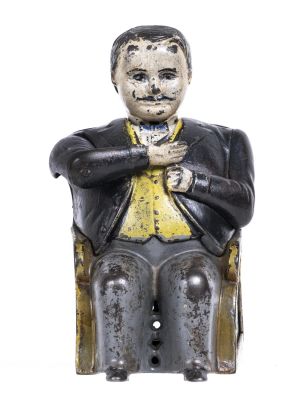 Tammany, "Little Fat Man" Version - Cast Iron Mechanical Bank. Made by the J. &amp; E. Stevens 