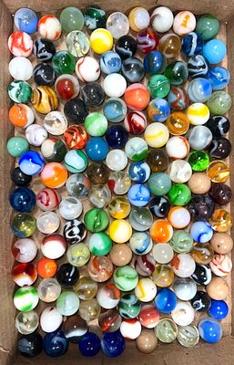 Assorted Machine-Made Marbles 140 in Total. American- 1920 to 1950 Condition: Excellent