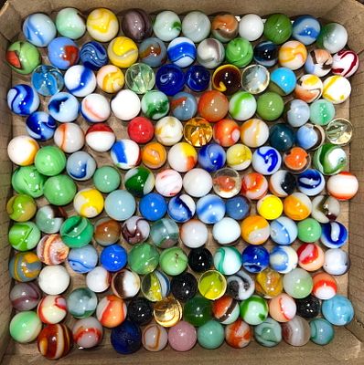 Assorted Machine-Made Marbles 144 in Total. American- 1920 to 1950 Condition: Excellent