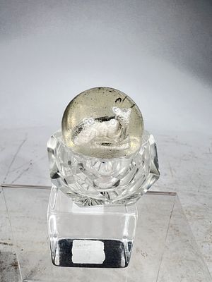 Sulfide Hand Blown Marble with Recumbent Cat. American 1890-34 mm Wide Condition: Excellent