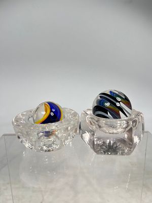 Latticino/Ribbon Core Marbles. American 1930s- 23mm/27mm wide Condition: Pristine