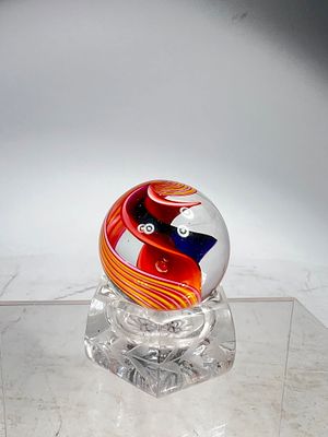 Ribbon Core Swirl Marble by Joe Holmes, Chatham Glass Co. American 1980- 39mm Wide Condition: Mint