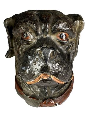 Bull Dog Head Still Bank. Germany - Circa 1920's - 2 1/2" Tall. Condition: Excellent - Thinness 