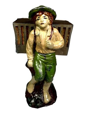 Boy Selling Chickens Still Bank. Extremely Rare - Possibly Unique. European - Ca. 1910's - 4 