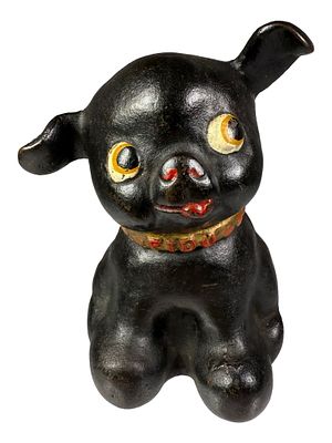 Rare Black Fido Still Bank. Made by the Hubley Mfg. Company. Lancaster, Pa. - Late 1920's - 5" 