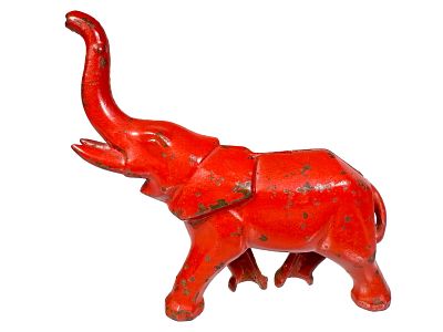 Cherry Red Art Deco Elephant. Unknown Manufacturer. USA - Ca. 1930 - 4 3/4" Long. Condition: 