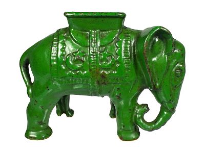 Small Green Elephant with Howdah. Made by the A. C. Williams Company. Ravenna, Ohio - Ca. 1930 - 