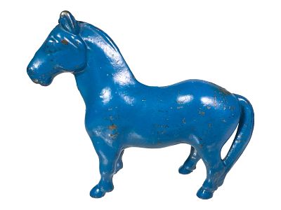 Sky Blue Work Horse Bank. Made by the Arcade Mfg. Company. Freeport, IL - Ca. 1920's - 4 3/4" 