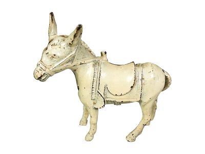 Rare White Donkey with Saddle. Made by the A. C. Williams Company. Ravenna, Ohio - Ca. 1930 - 4 