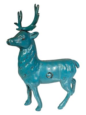 Small Light Blue Reindeer Bank. Made by the Arcade Mfg. Company. Freeport, IL - Ca. 1920's - 6 