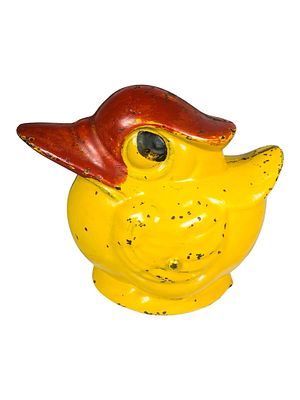 Yellow & Red Round Duck Bank. By the Kenton Hardware Company. Kenton, Ohio - Late 1930's - 4 