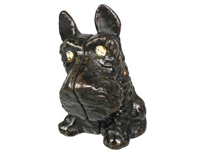 Rare Tiny Scottie Bank. Unknown Manufacturer. USA - Ca. 1930 - 3 1/8" Tall. Condition: Excellent 