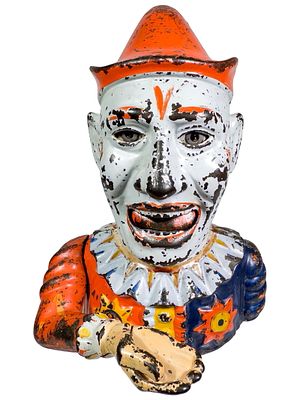 Humpty Dumpty Cast Iron Mechanical Bank. Shepard Hardware Company - Buffalo, NY. 1890 - 8" Tall 