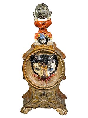 Cat and Mouse Cast Iron Mechanical Bank. J. &amp; E. Stevens Co. - Cromwell, CT. 1890 - 8 1/2" 