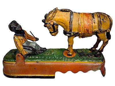 I Always did Spise a Mule Cast Iron Mechanical Bank. Bench Version. J. &amp; E. Stevens Company. 