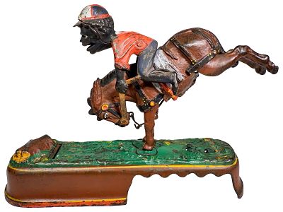 I Always did Spise a Mule Cast Iron Mechanical Bank. Jockey Version. J. &amp; E. Stevens 
