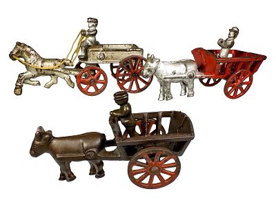 Hay Wagon / Express Wagon - Cast Iron. Dent Mfg. / Hubley Mfg. American 1910's. 4 3/4" Tall and 