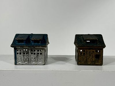 One and Two Car Cast Iron Garage Banks. A.C. Williams Co. - Ravenna, OH. 1910 - Each 2 1/2"Tall 