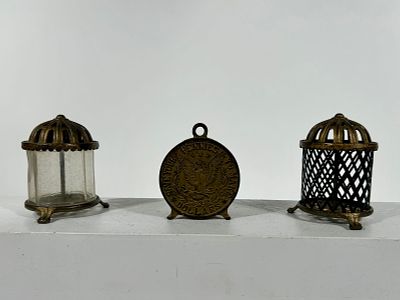 Three Cast Iron/Glass Still Banks. American 1900/1910's - Several by Arcade - 4 to 4 1/2"Tall 